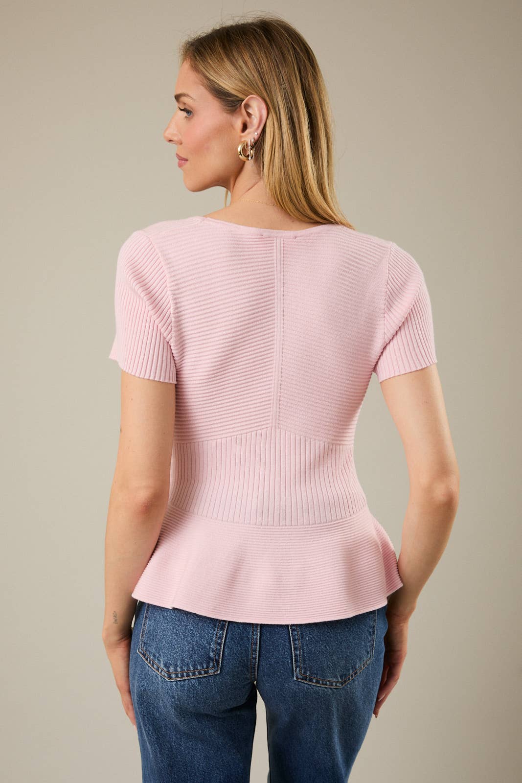 Baby Pink Peplum Top