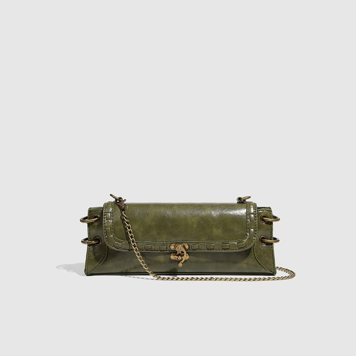 Bronze Lock Chain Shoulder & Clutch Bag