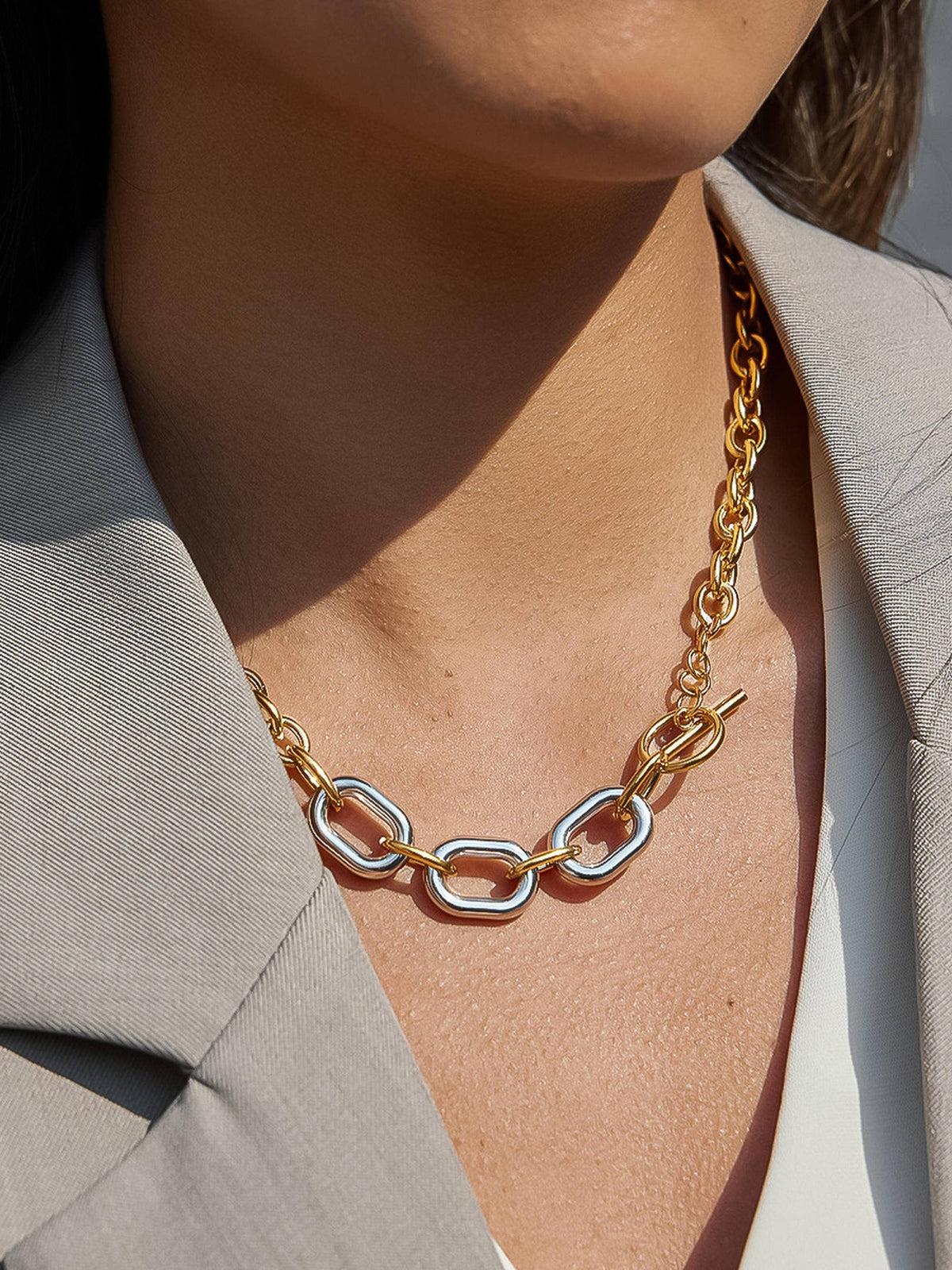 Lurette 18K Two Tone Chain Necklace