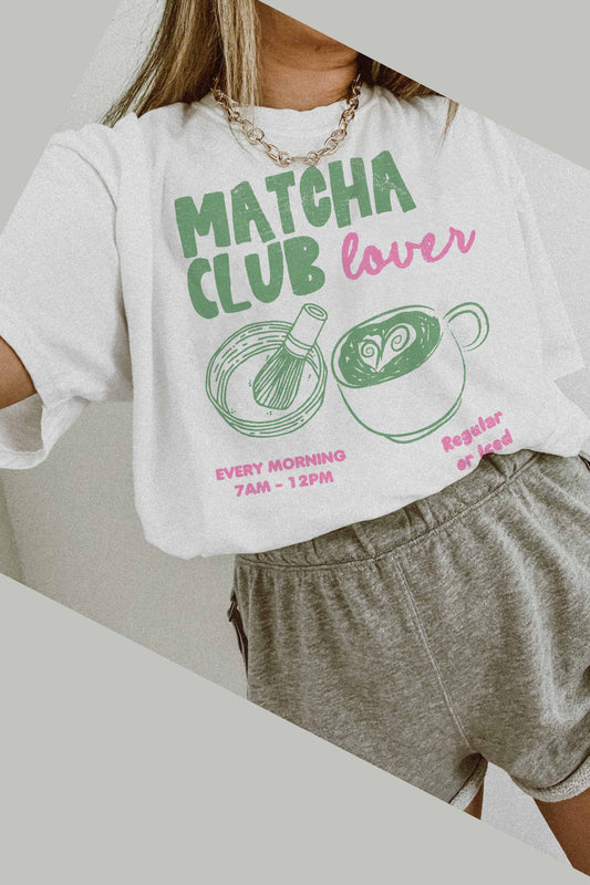 MATCHA CLUB OVERSIZED TEE: WHITE