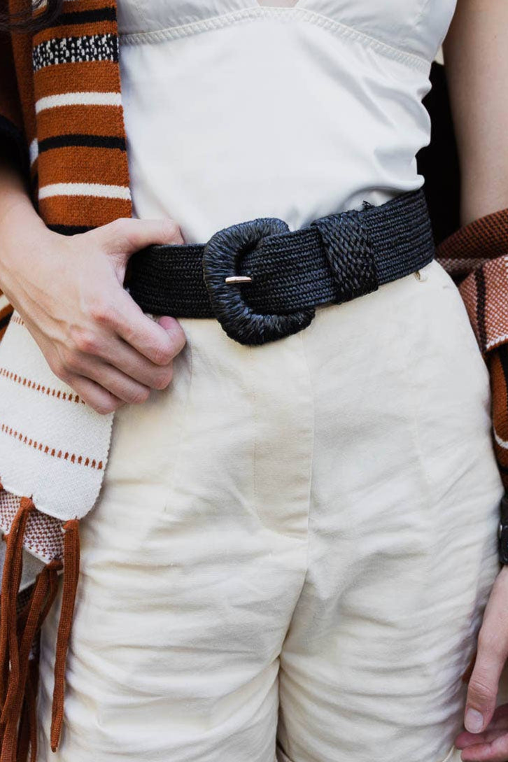 Bestseller Stretchable Raffia Belt – Eco-Friendly Fashion 🌾: Black