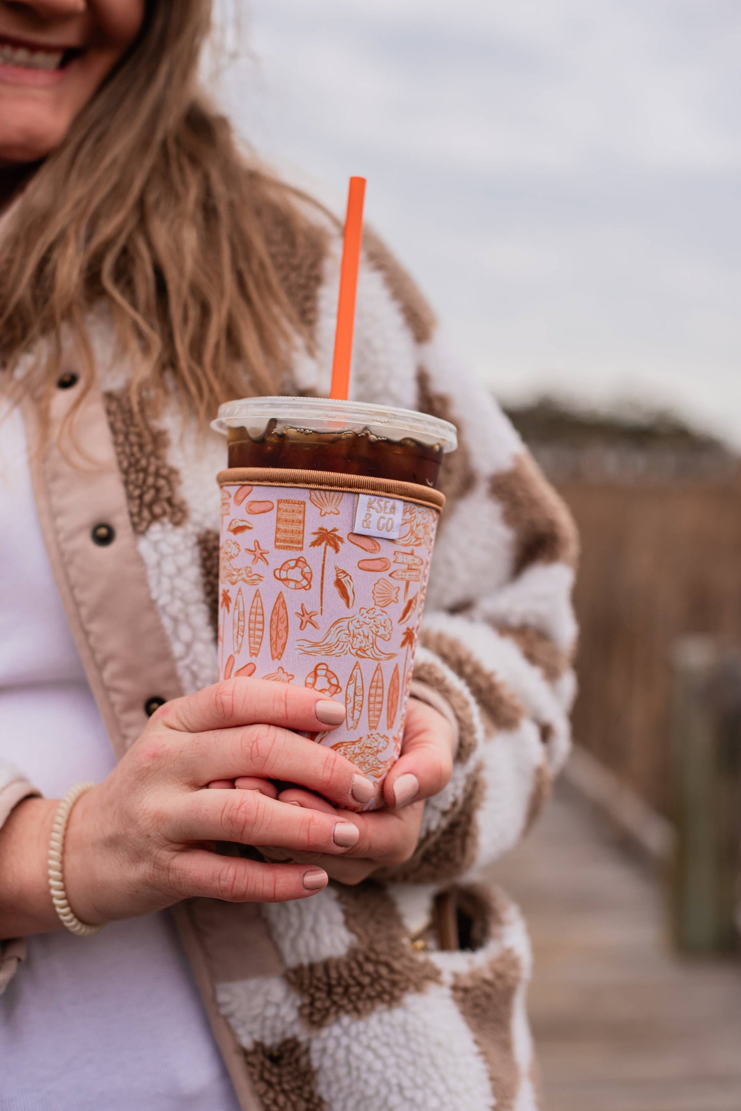 Coastal Sunset Iced Coffee Drink Sleeve: Large - 20-24 oz.