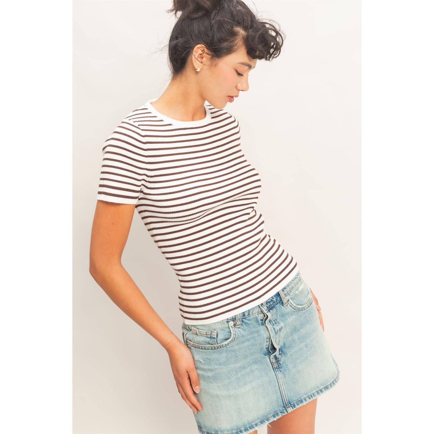 Ribbed Stripe Tee - 2 Colors
