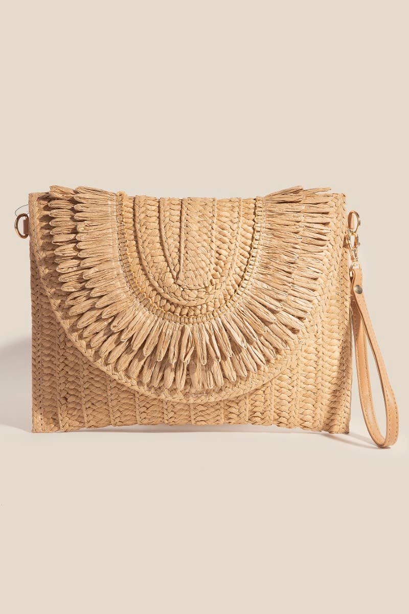 Intricate Paper Weave Envelope Clutch Bag - 2 Colors