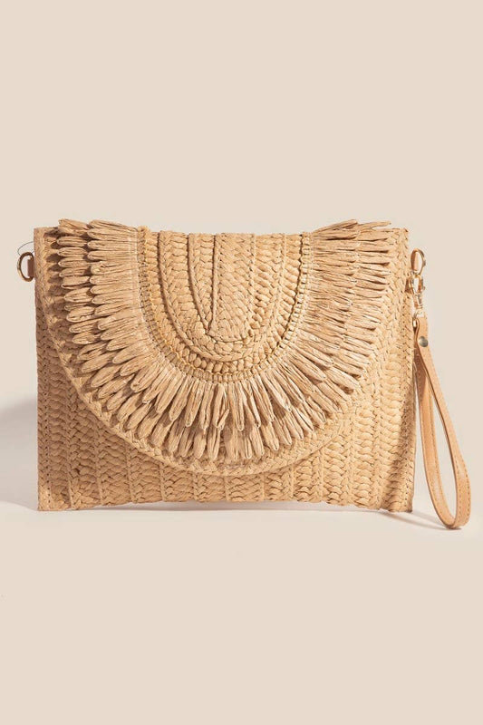 Intricate Paper Weave Envelope Clutch Bag - 2 Colors