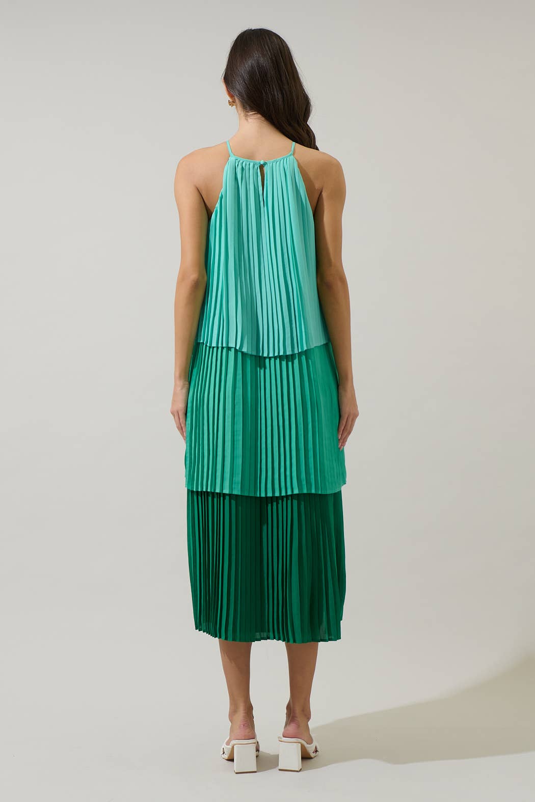 Sealy Pleated Tiered Midi Dress