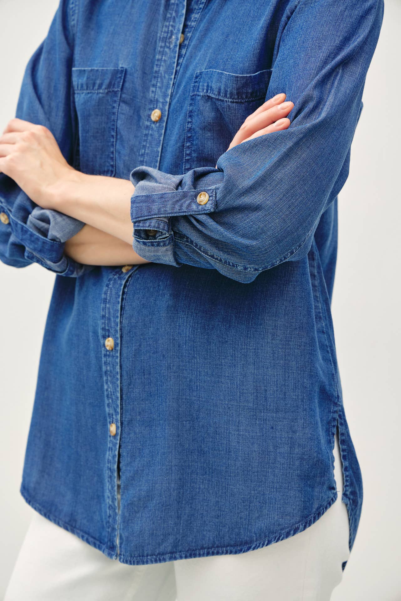Denim Tencel Button Up