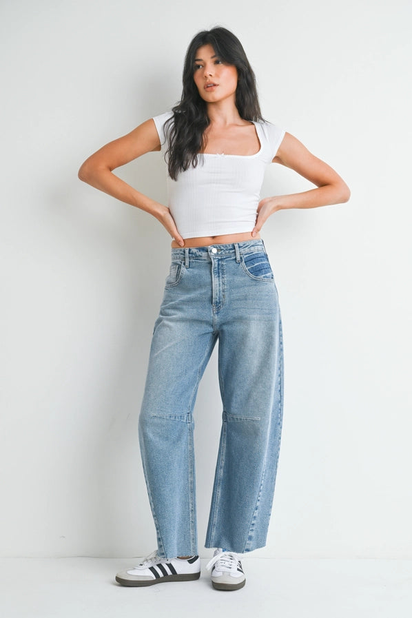 Seamed Barrel Jean