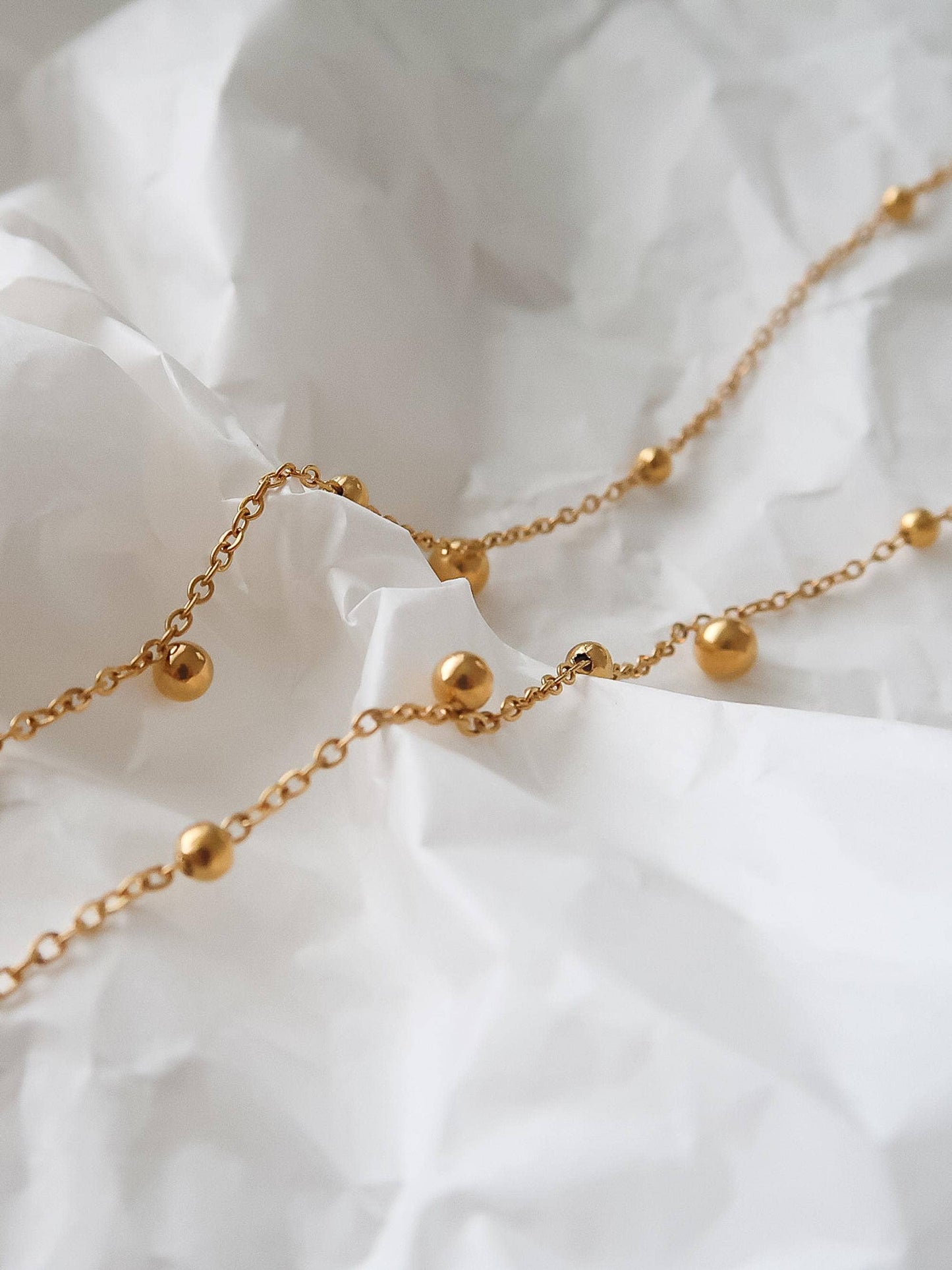 Brisse 18K Gold Non-Tarnish Dressy Beaded Y Lariat Necklace: Yellow Gold
