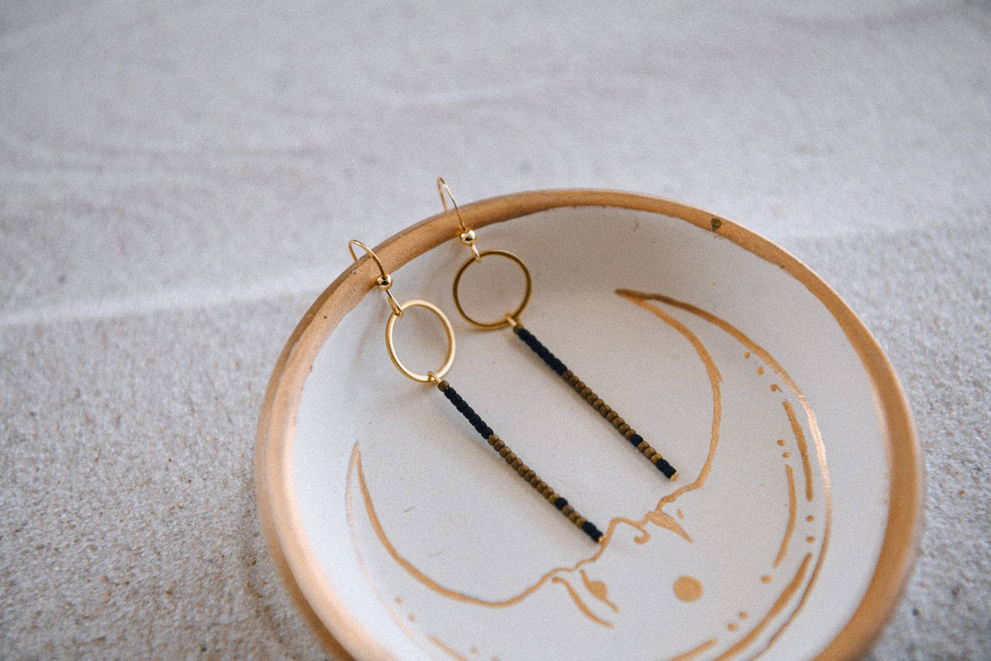 Seed Bead and Gold Circle Lightweight Earring- 3 Colors