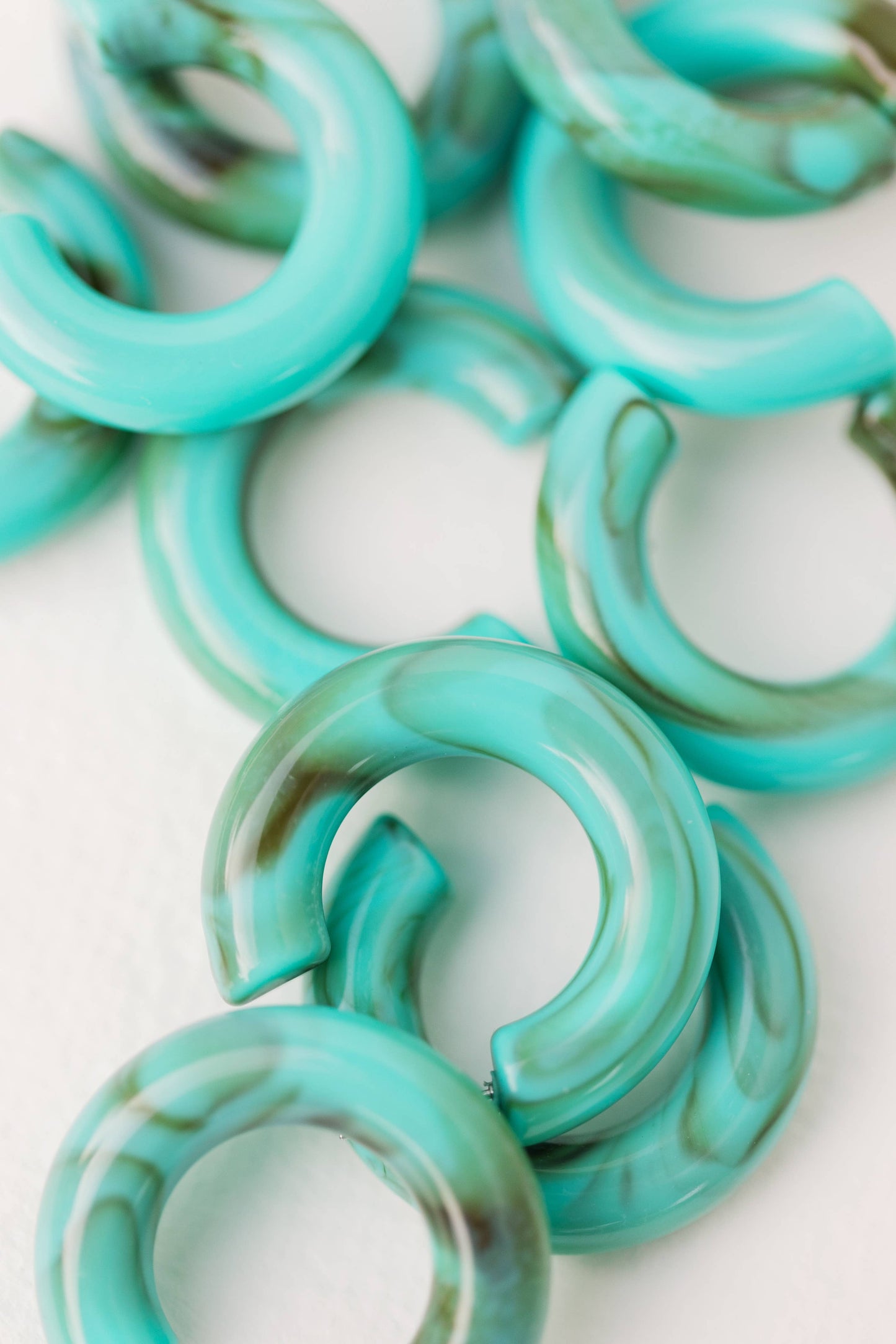 Turquoise Chunky Lucite Statement Hoop Earrings