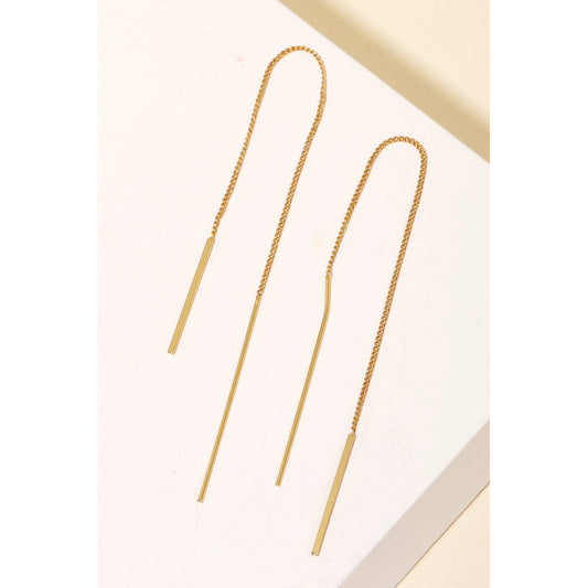 Gold Dipped Bar Threader Earrings: G