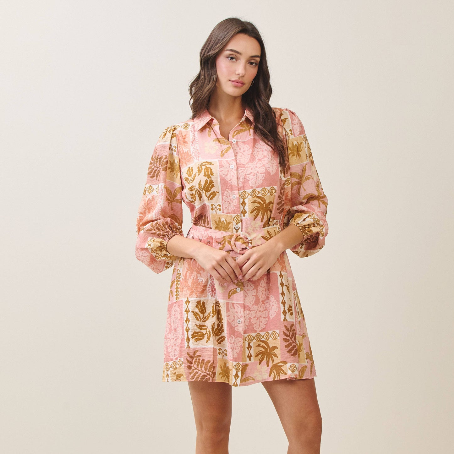 Tropical Belted Mini Dress