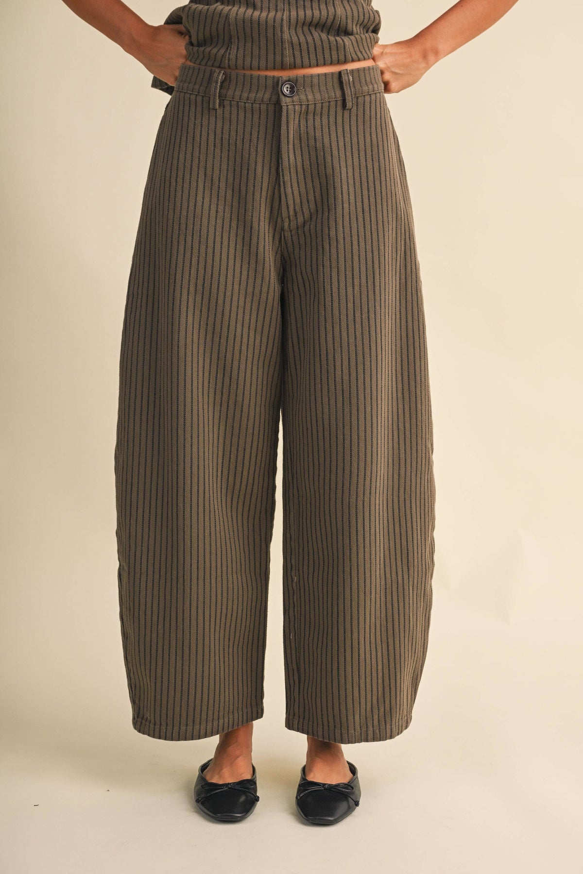 Mocha Striped Barrel Denim