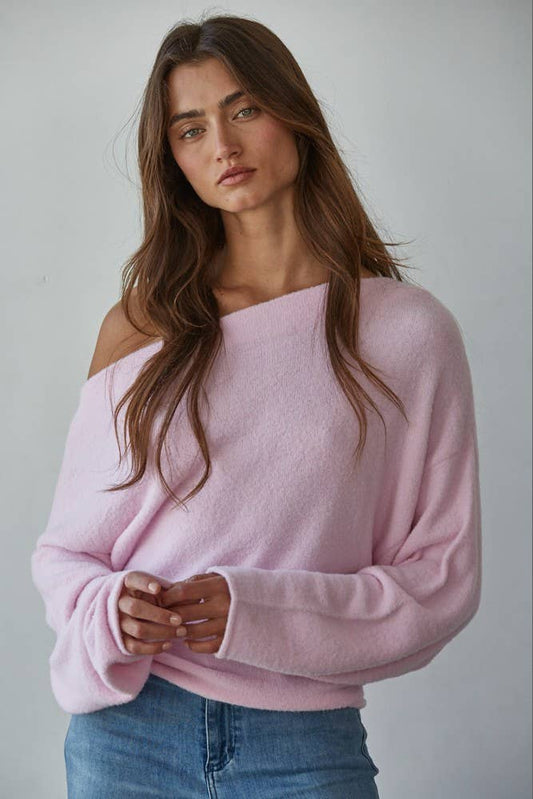 Pale Pink Boat Neck Sweater