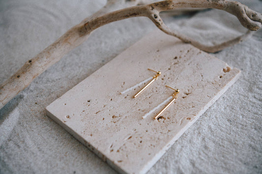Seed Bead and Gold Plated Bar Drop Earrings - Multiple Colors