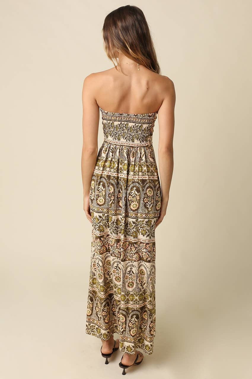Anna Print Strapless Maxi Dress