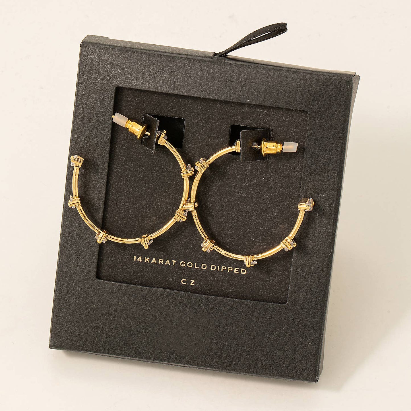 Baguette Studs Hoop Earrings