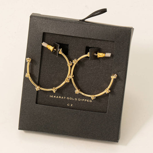 Baguette Studs Hoop Earrings