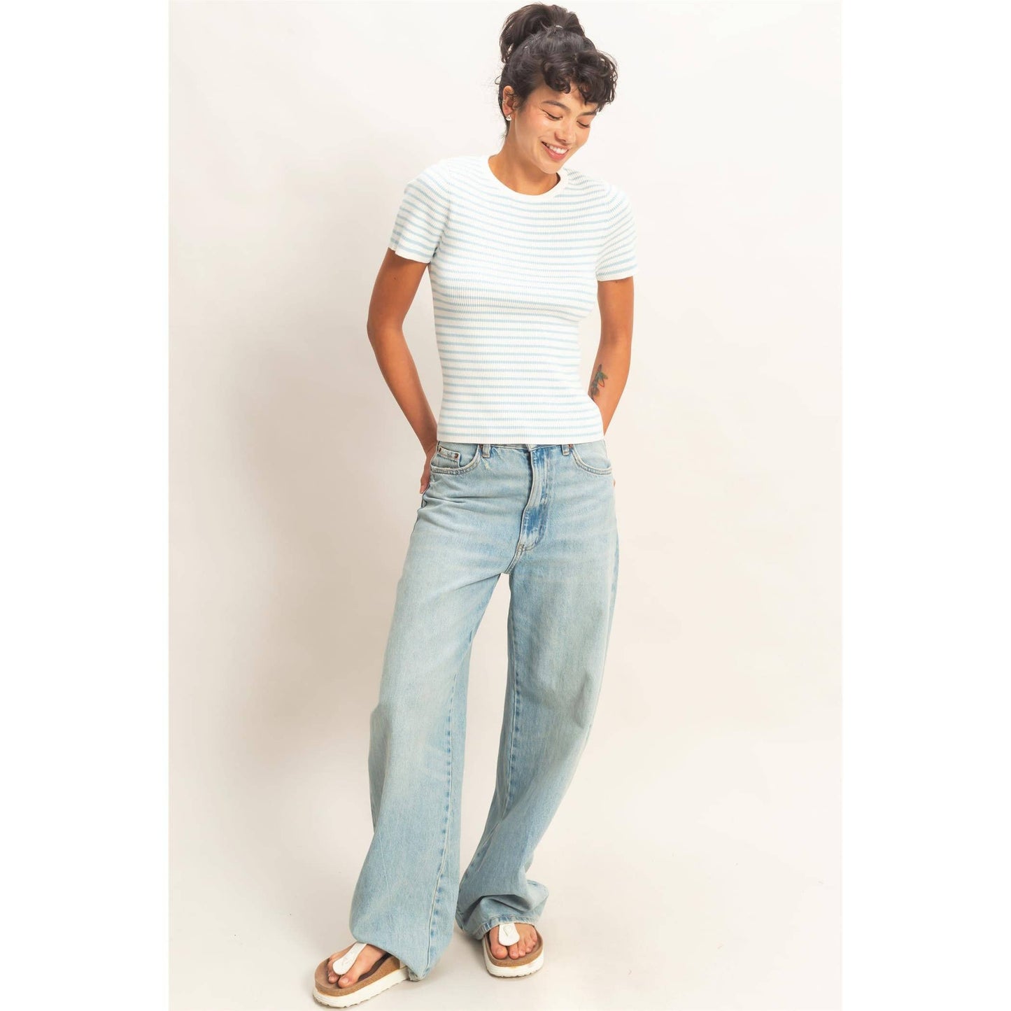 Ribbed Stripe Tee - 2 Colors