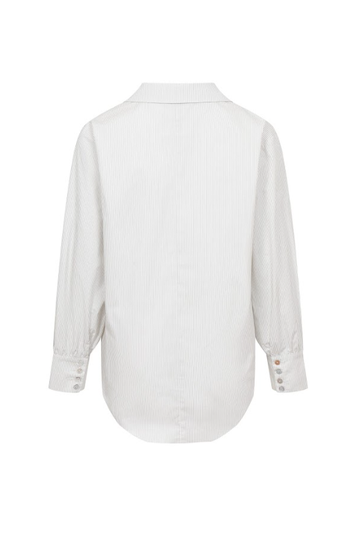 Stripe Bubble High Low Blouse