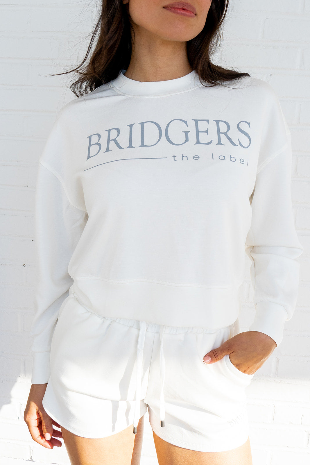 Bridgers Cropped Scuba Sweatshirt - White