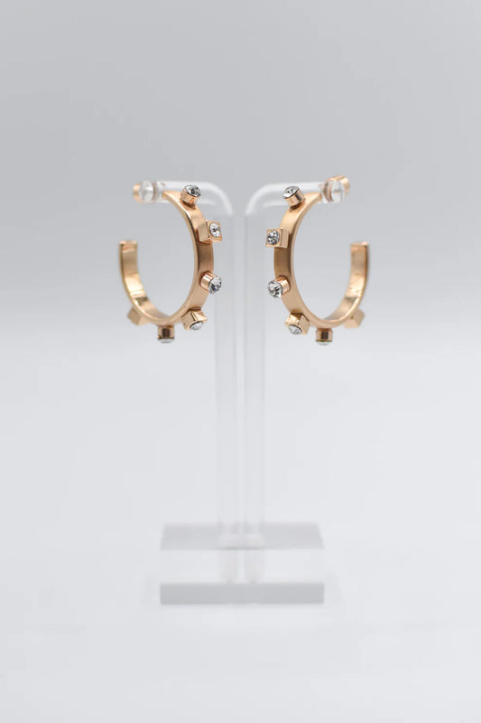 Smith & Co Gold Metal Hoop - Crystal