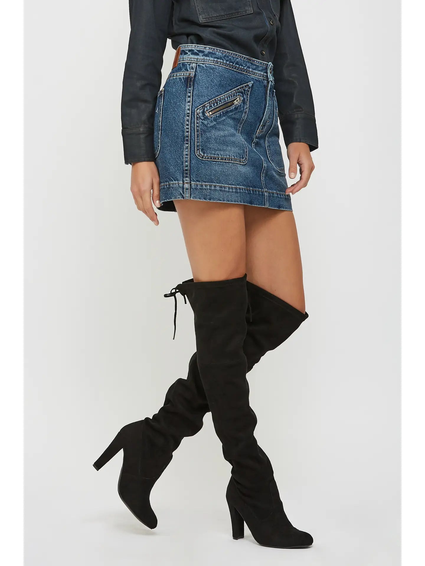 Zipped Denim Skirt