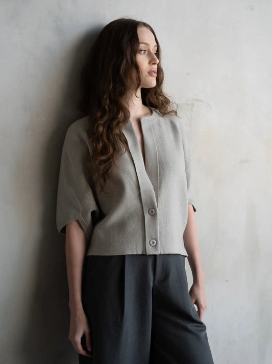 Double Button Cardigan - Gray