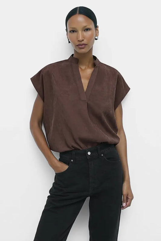 Soft Matte Drop Shoulder Blouse - Multiple Colors