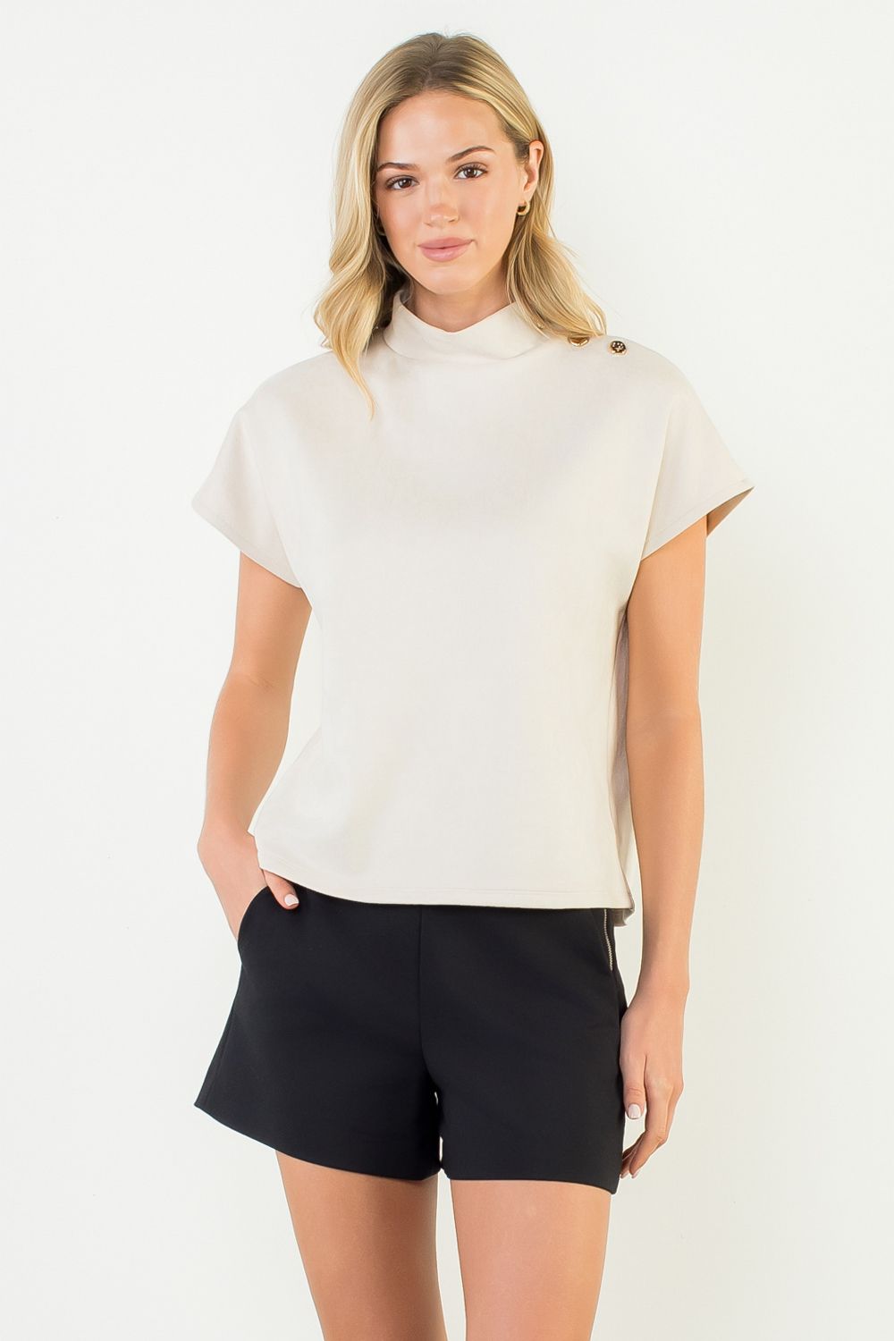 Gold Button Suede Top