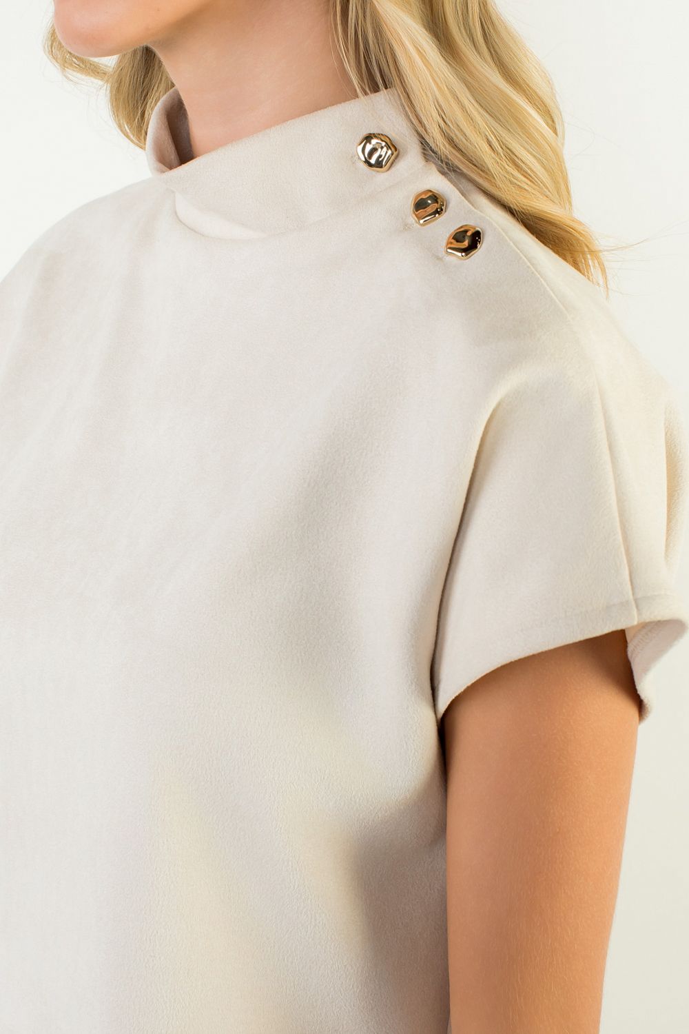 Gold Button Suede Top