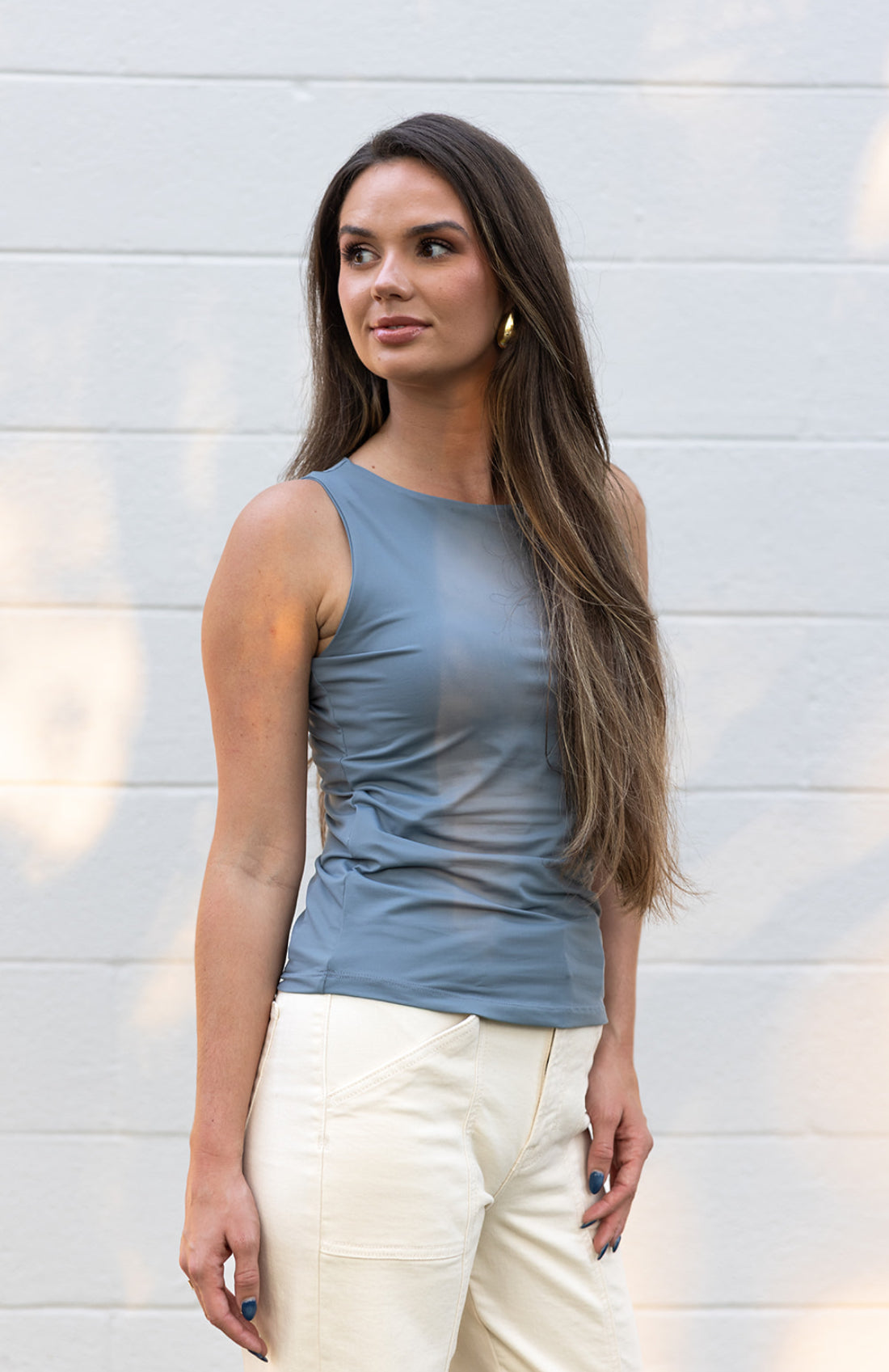 S Curve Tank - Blue Gray