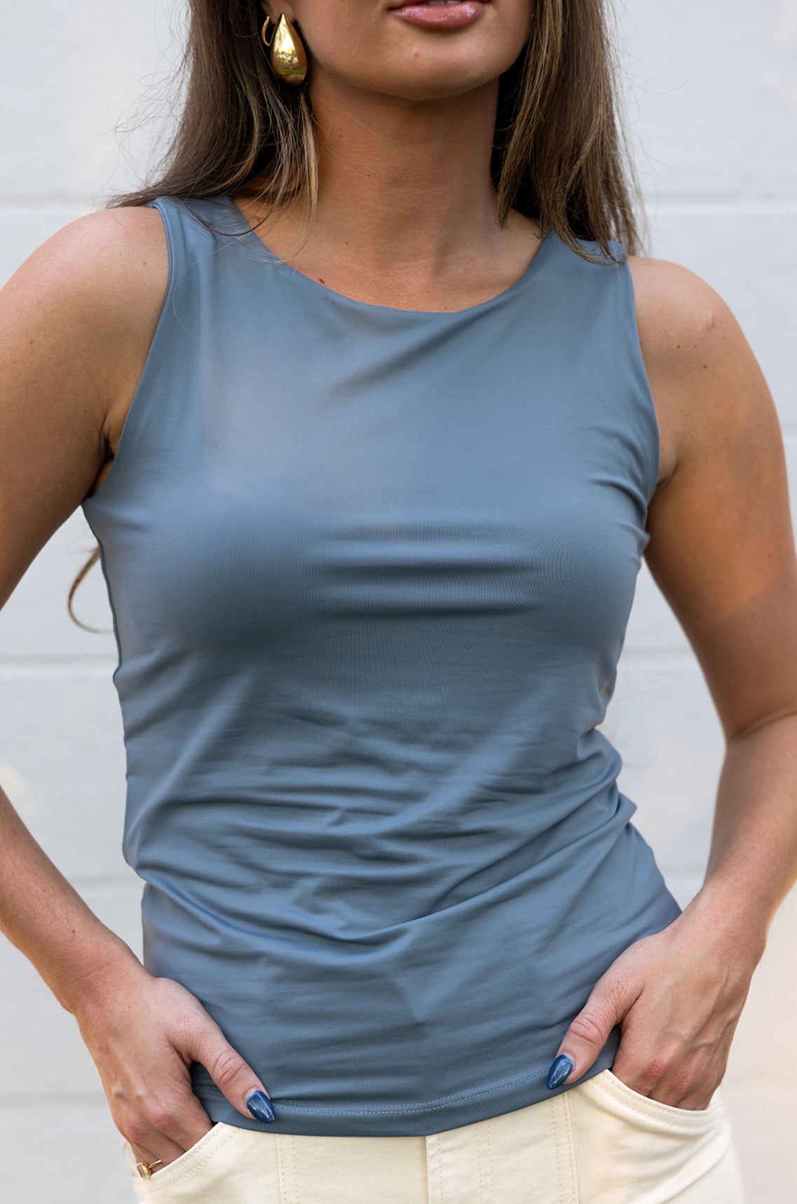 S Curve Tank - Blue Gray