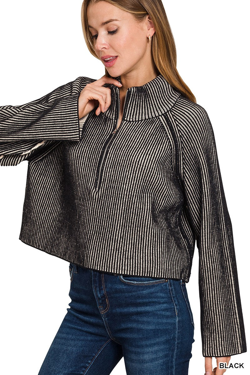Two Tone Half Zip Pullover