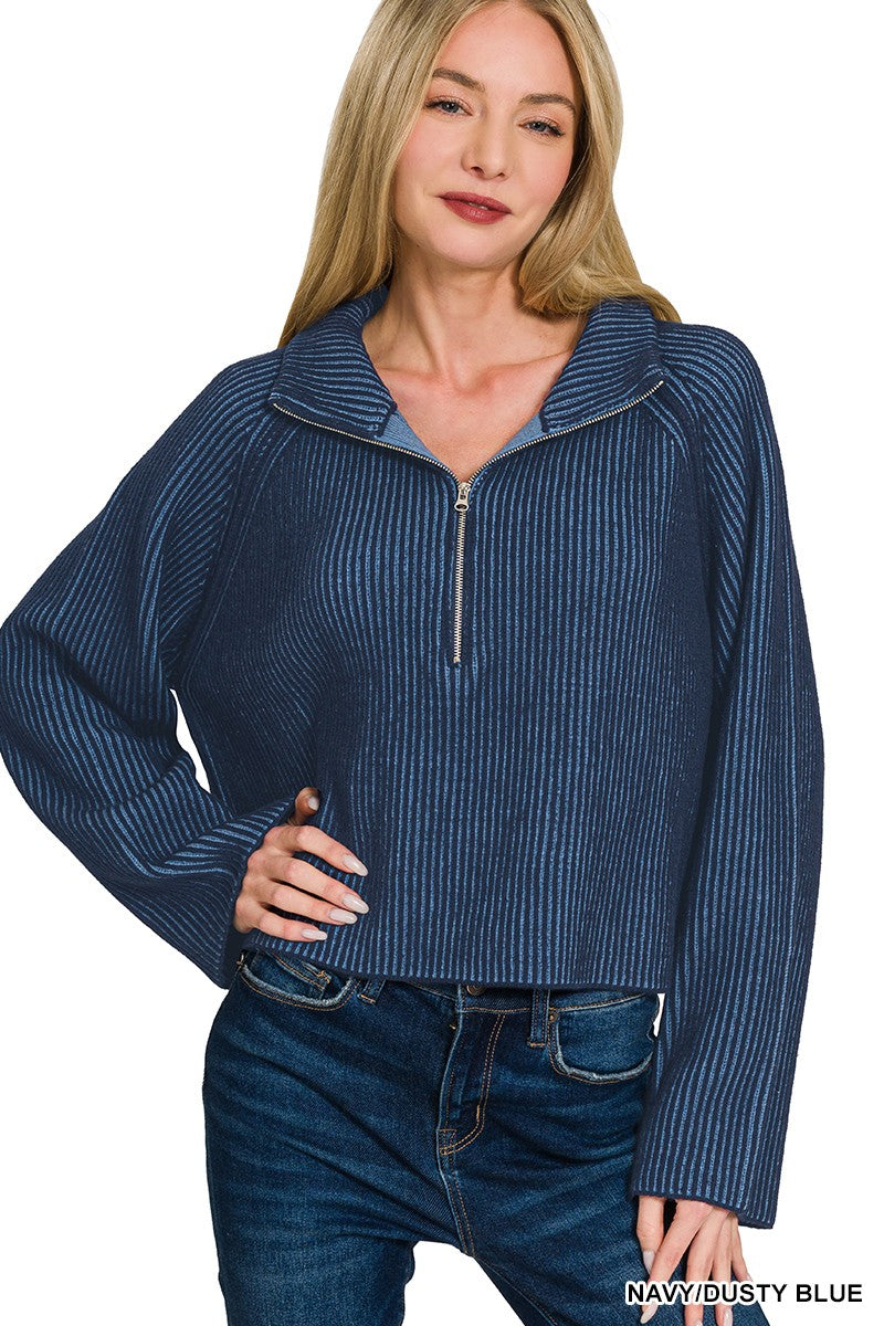 Two Tone Half Zip Pullover