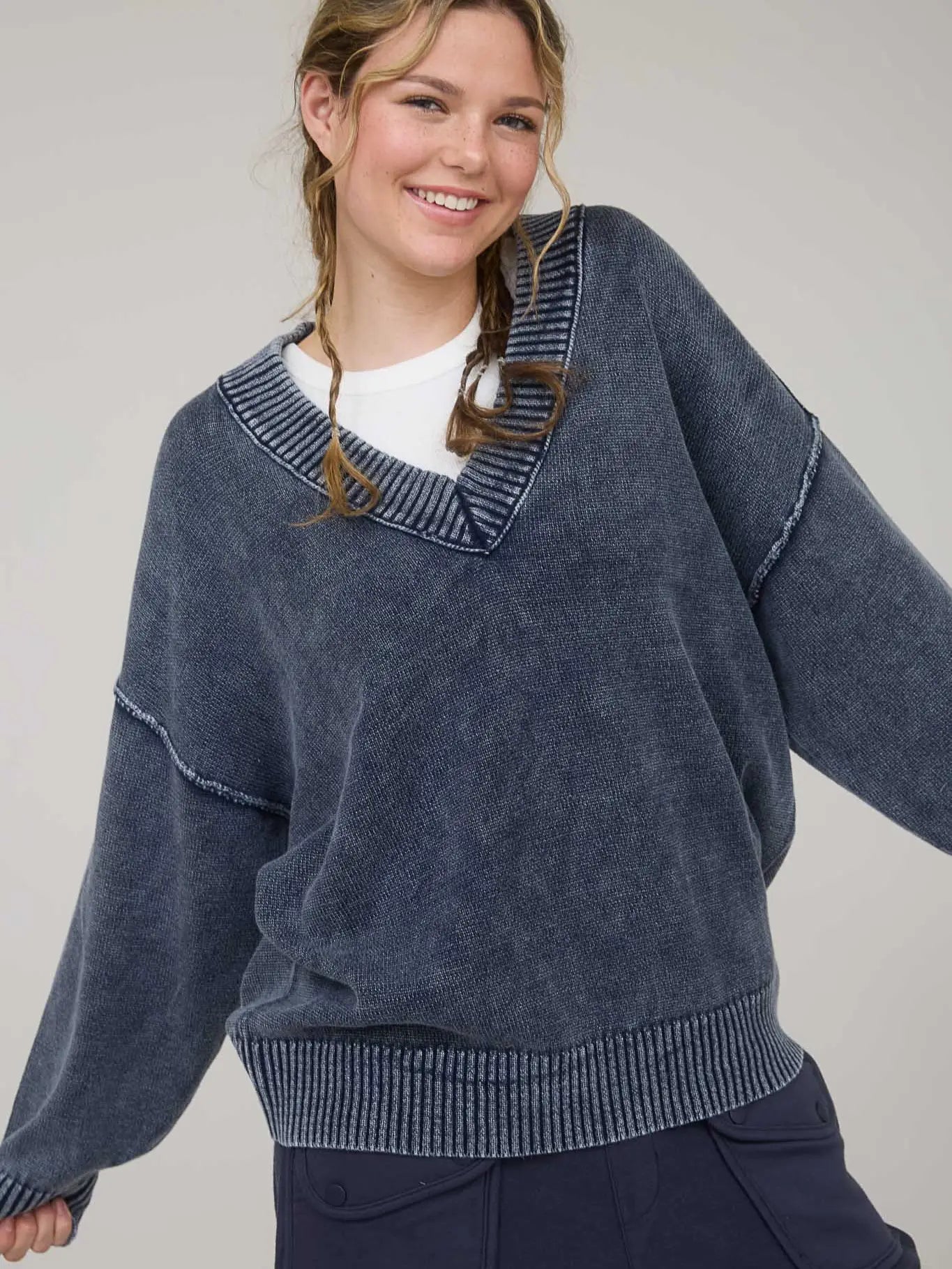 Charcoal V- Neck Sweater
