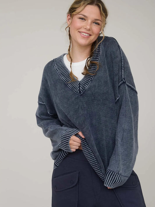 Charcoal V- Neck Sweater