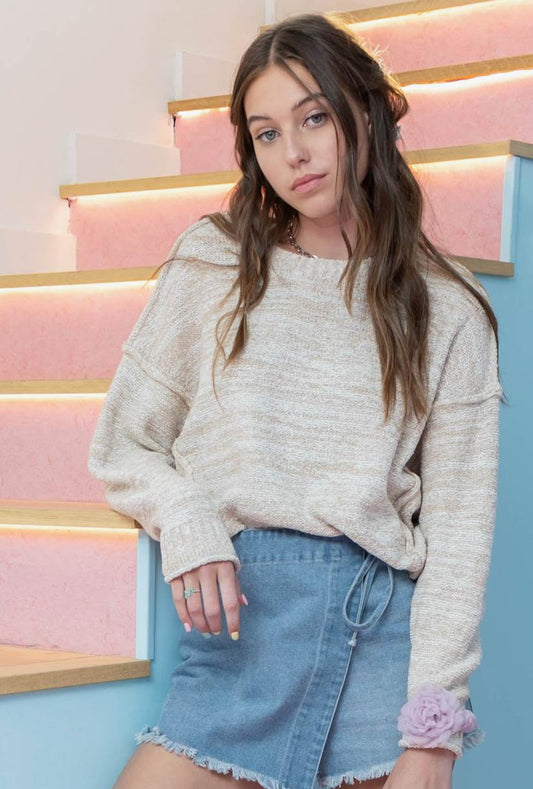 Khaki Exposed Seam Sweater