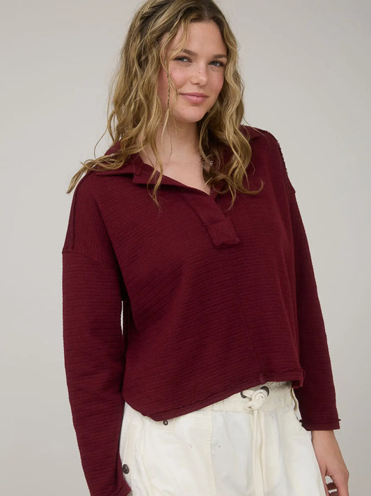 Oxblood Polo Top