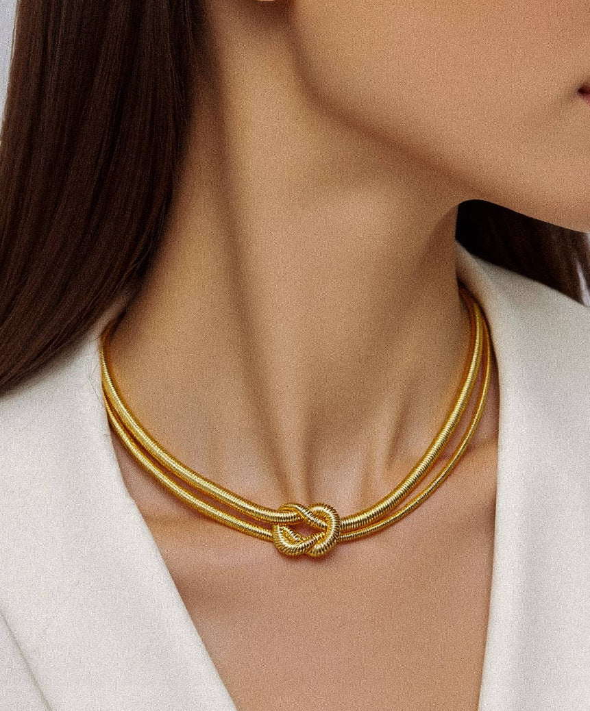 Evereign 18K Gold Non-Tarnish Knot Necklace: Yellow Gold