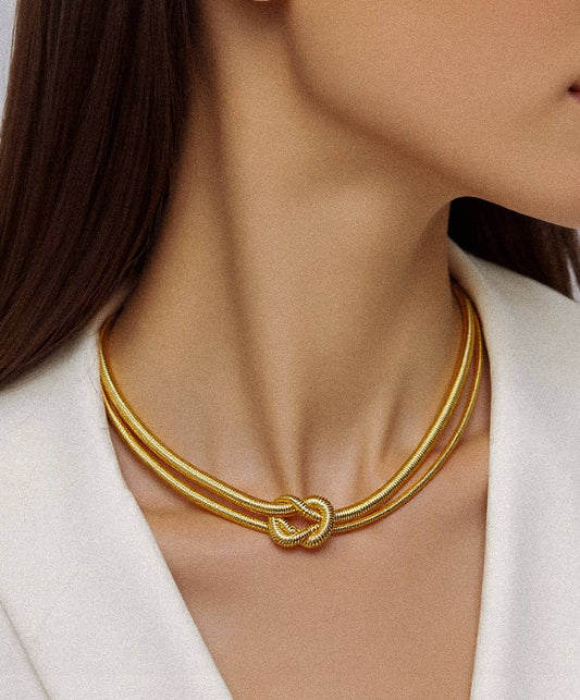 Evereign 18K Gold Non-Tarnish Knot Necklace: Yellow Gold