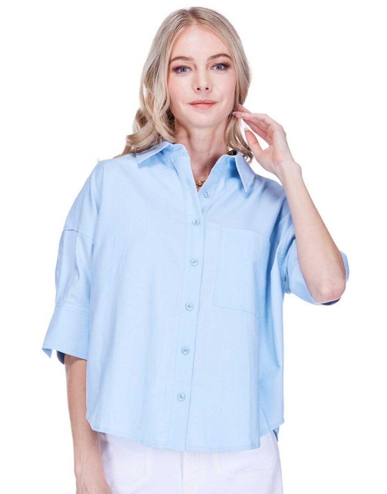 Soft Blue Button Up
