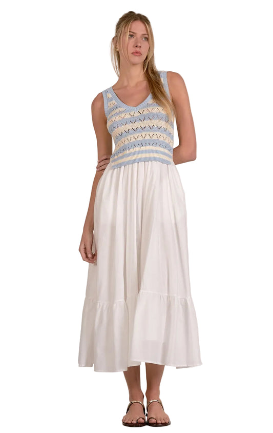 Sailor Crochet Mixed Media Dress