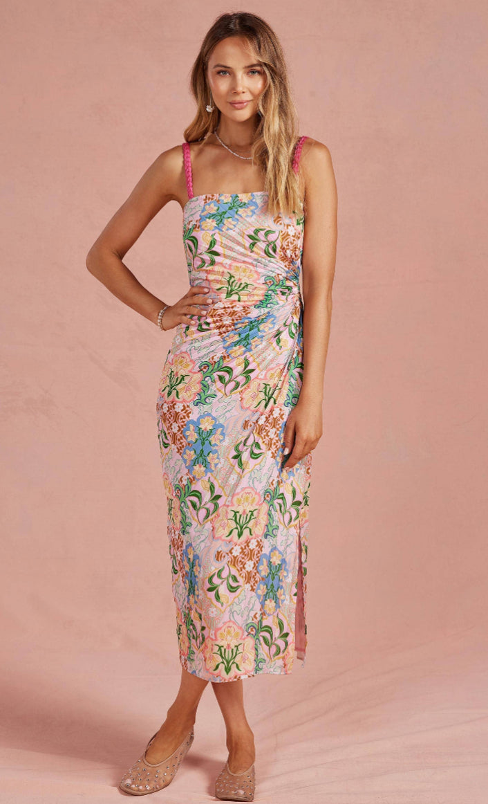 Garden Party Pleated Satin Dress