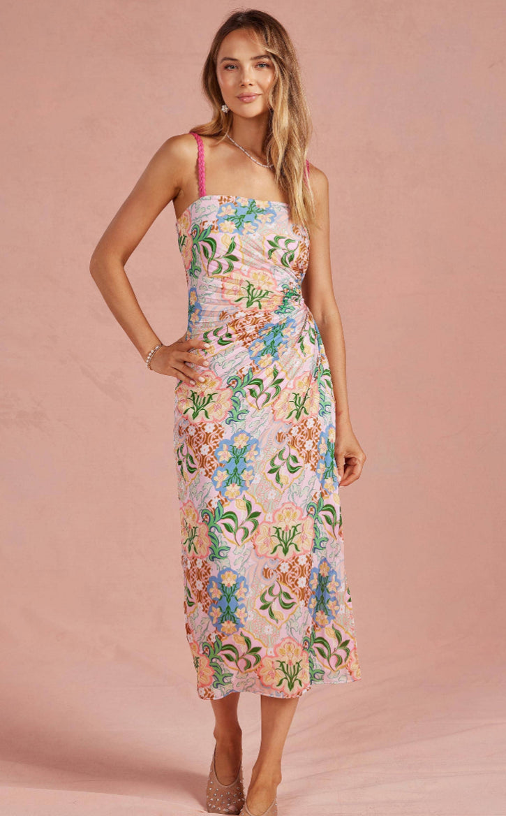 Garden Party Pleated Satin Dress Medium