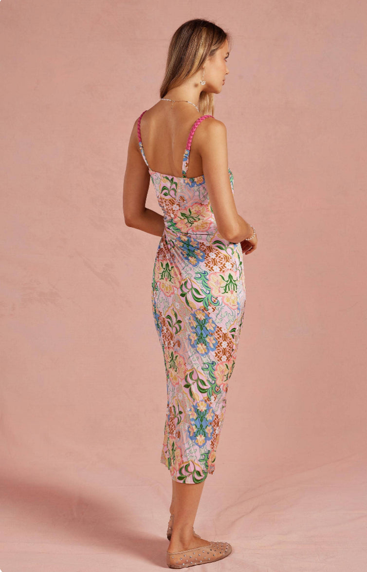 Garden Party Pleated Satin Dress