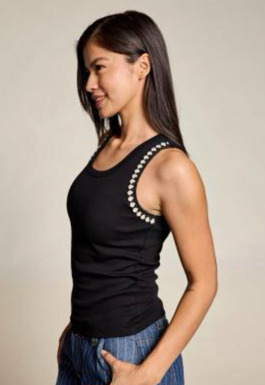 Crochet Trim Tank - 2 Colors