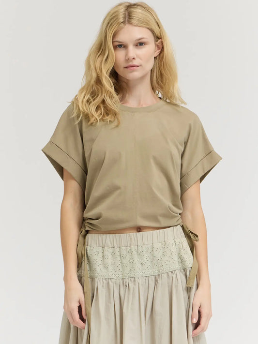 Side Scrunch Sage Tee