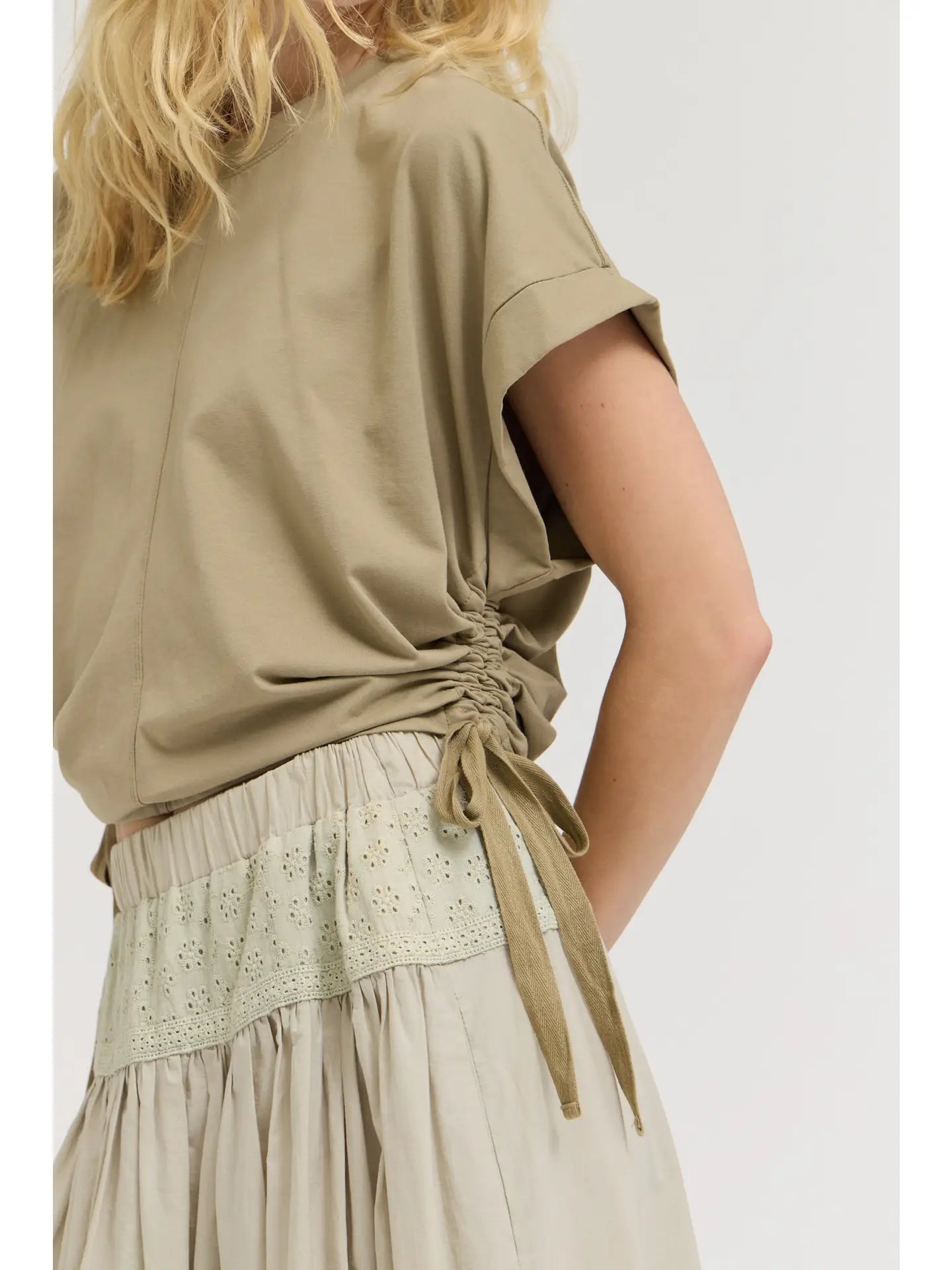 Side Scrunch Sage Tee